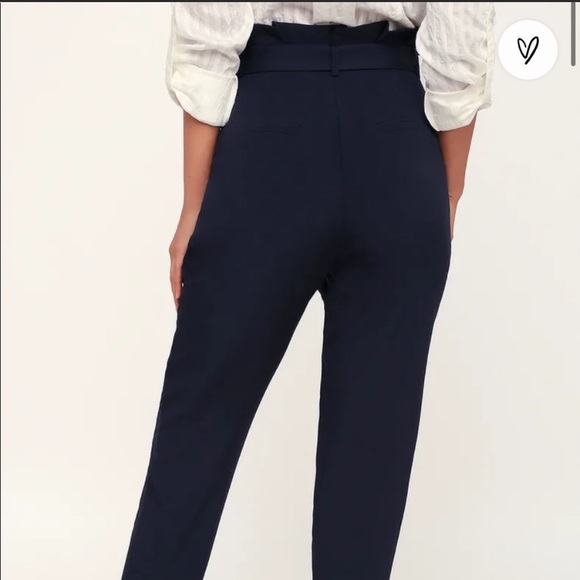 Lulu’s Paper bag waist pants in navy blue size medium - Picture 7 of 10